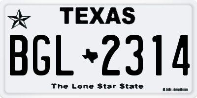 TX license plate BGL2314