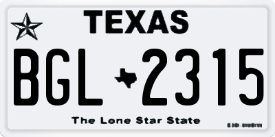 TX license plate BGL2315
