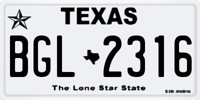 TX license plate BGL2316
