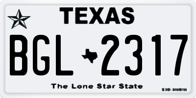 TX license plate BGL2317
