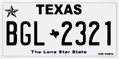 TX license plate BGL2321