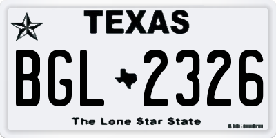 TX license plate BGL2326