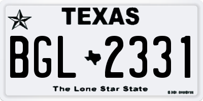 TX license plate BGL2331