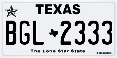TX license plate BGL2333