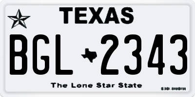 TX license plate BGL2343