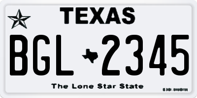 TX license plate BGL2345