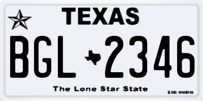 TX license plate BGL2346