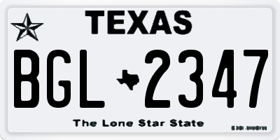 TX license plate BGL2347
