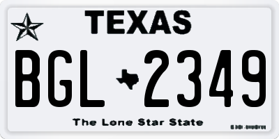 TX license plate BGL2349