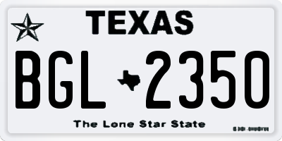 TX license plate BGL2350