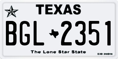 TX license plate BGL2351