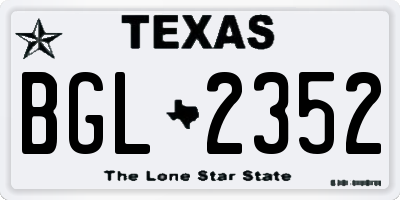 TX license plate BGL2352