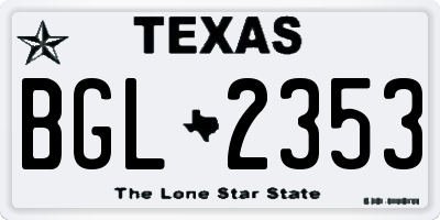TX license plate BGL2353
