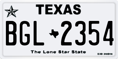TX license plate BGL2354