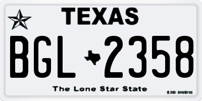 TX license plate BGL2358