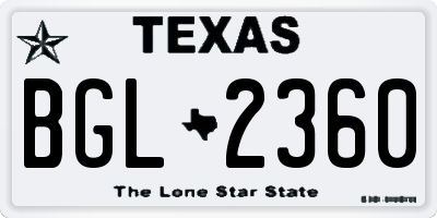TX license plate BGL2360