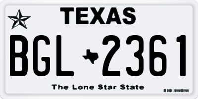 TX license plate BGL2361