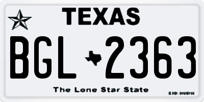TX license plate BGL2363