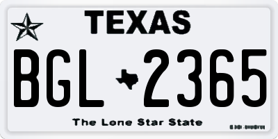 TX license plate BGL2365