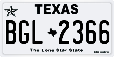 TX license plate BGL2366