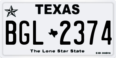 TX license plate BGL2374