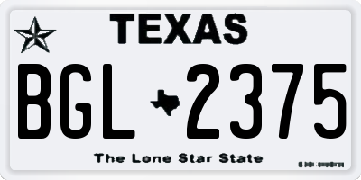 TX license plate BGL2375