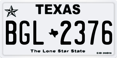 TX license plate BGL2376