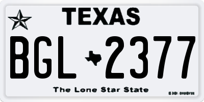 TX license plate BGL2377