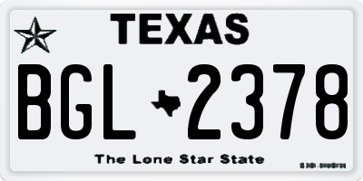 TX license plate BGL2378
