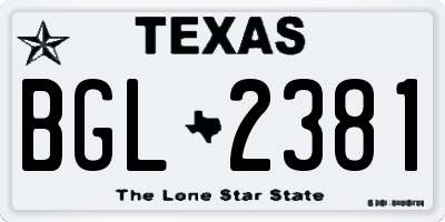 TX license plate BGL2381