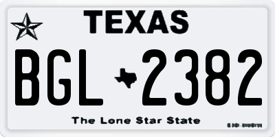 TX license plate BGL2382