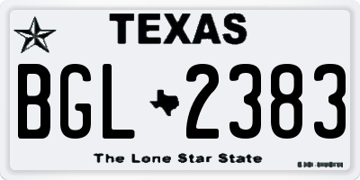 TX license plate BGL2383