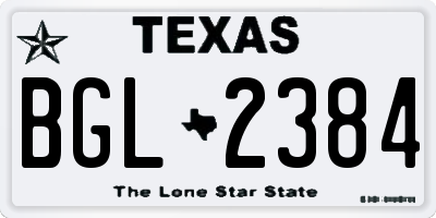 TX license plate BGL2384