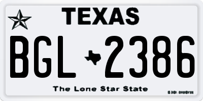 TX license plate BGL2386