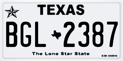 TX license plate BGL2387