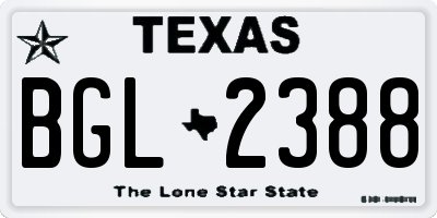 TX license plate BGL2388