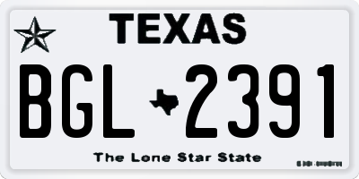 TX license plate BGL2391