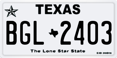 TX license plate BGL2403