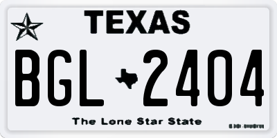 TX license plate BGL2404
