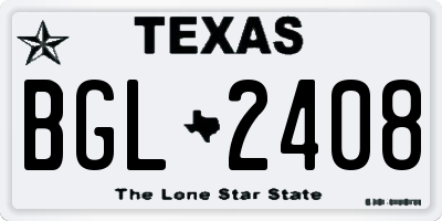 TX license plate BGL2408
