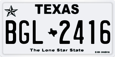 TX license plate BGL2416