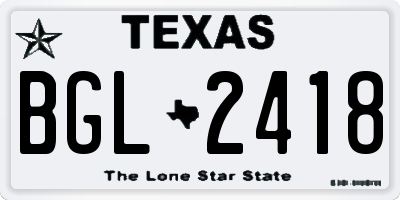 TX license plate BGL2418