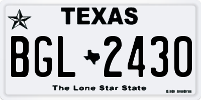 TX license plate BGL2430