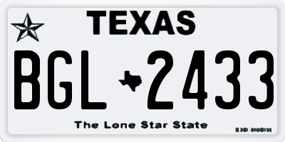TX license plate BGL2433