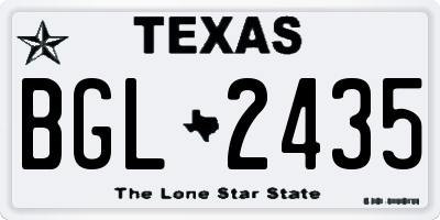 TX license plate BGL2435