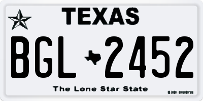 TX license plate BGL2452