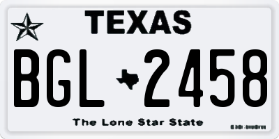TX license plate BGL2458