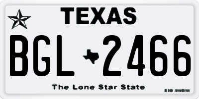 TX license plate BGL2466