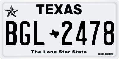 TX license plate BGL2478
