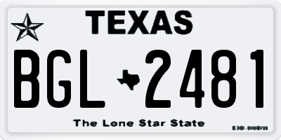 TX license plate BGL2481